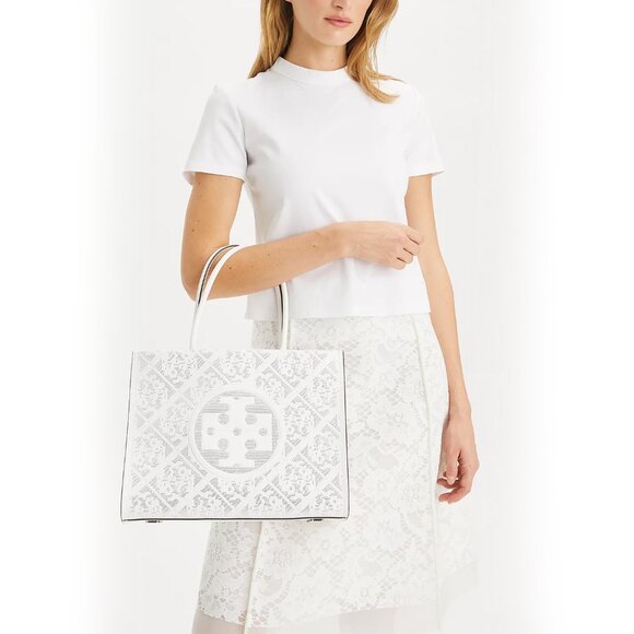 Tory Burch Small Ella Bio Perforated Tote – Blanc - Picture 6 of 11